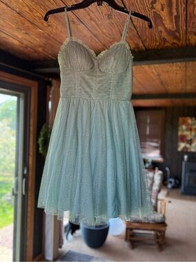 Sparkling Sage Green homecoming dress
